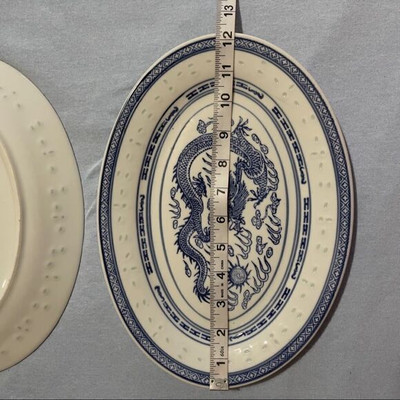 Set of 2 Chinese Dragon Print Oval Small Platters - Picture 10 of 10